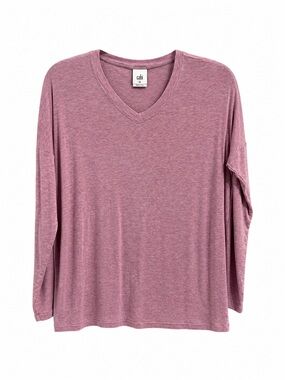 CAbi Dusty Rose V-Neck Long Sleeve Tee XS Soft Lightweight Minimalist Basic
